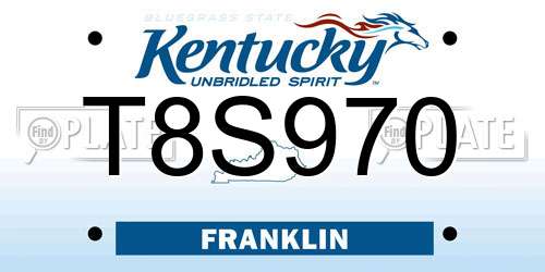 T8S970 Kentucky License Plate