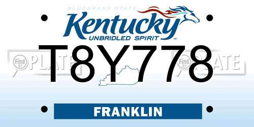 T8Y778 Kentucky License Plate