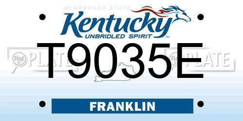 T9035E Kentucky License Plate