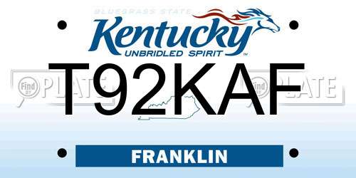T92KAF Kentucky License Plate