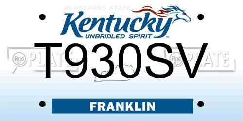 T930SV Kentucky License Plate