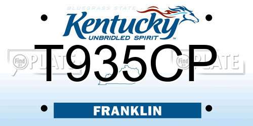 T935CP Kentucky License Plate