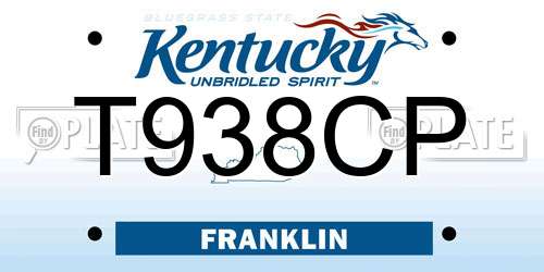 T938CP Kentucky License Plate