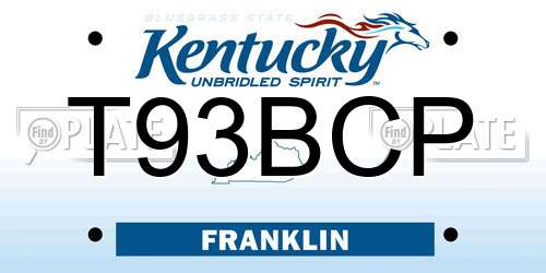 T93BCP Kentucky License Plate