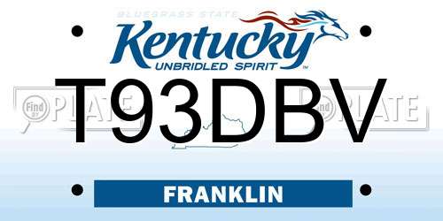 T93DBV Kentucky License Plate