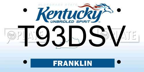 T93DSV Kentucky License Plate