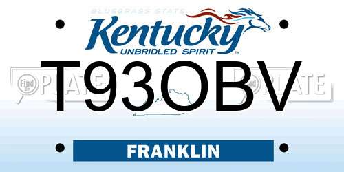 T93OBV Kentucky License Plate