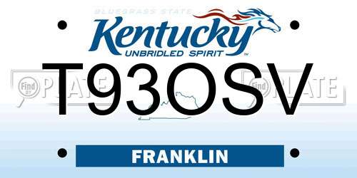 T93OSV Kentucky License Plate