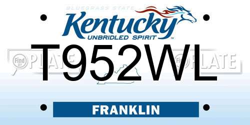 T952WL Kentucky License Plate