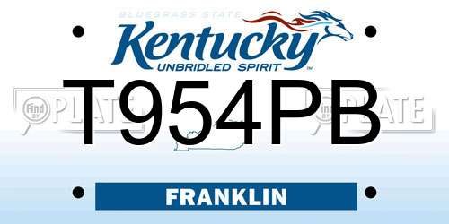 T954PB Kentucky License Plate