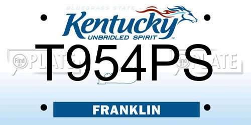 T954PS Kentucky License Plate