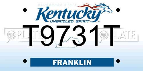 T9731T Kentucky License Plate