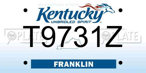 T9731Z Kentucky License Plate