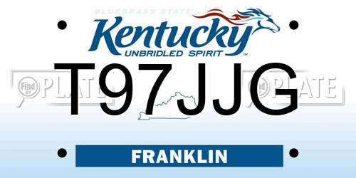 T97JJG Kentucky License Plate