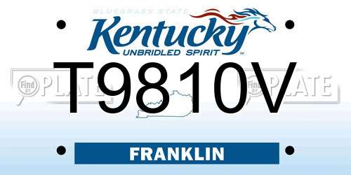 T9810V Kentucky License Plate