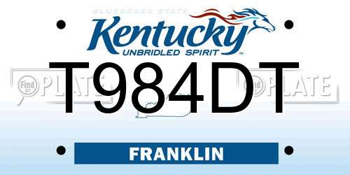 T984DT Kentucky License Plate