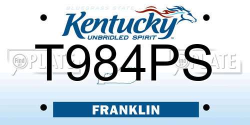 T984PS Kentucky License Plate