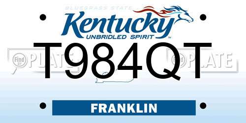 T984QT Kentucky License Plate