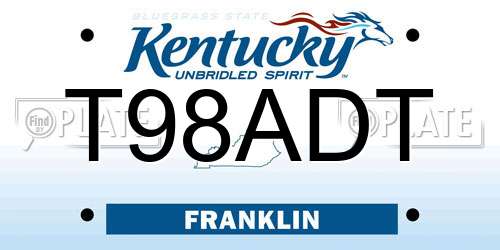 T98ADT Kentucky License Plate