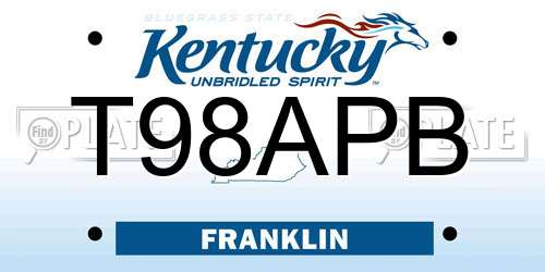 T98APB Kentucky License Plate