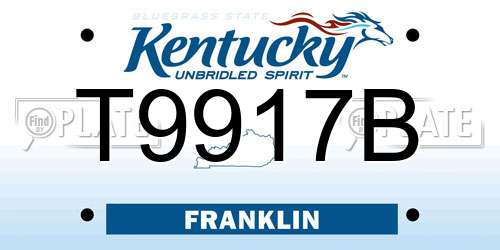 T9917B Kentucky License Plate