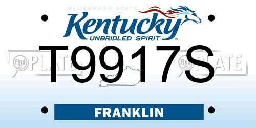 T9917S Kentucky License Plate