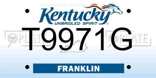 T9971G Kentucky License Plate