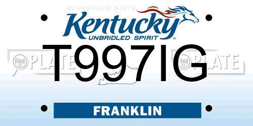T997IG Kentucky License Plate