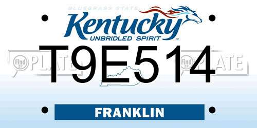 T9E514 Kentucky License Plate