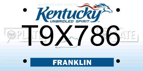 T9X786 Kentucky License Plate