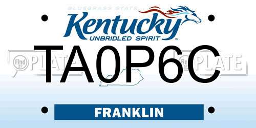 TA0P6C Kentucky License Plate