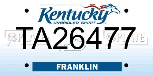 TA26477 Kentucky License Plate