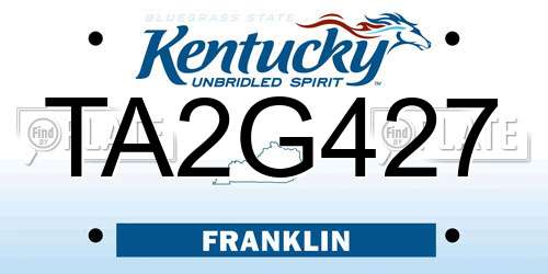 TA2G427 Kentucky License Plate