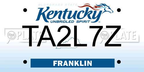 TA2L7Z Kentucky License Plate