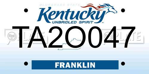 TA2O047 Kentucky License Plate
