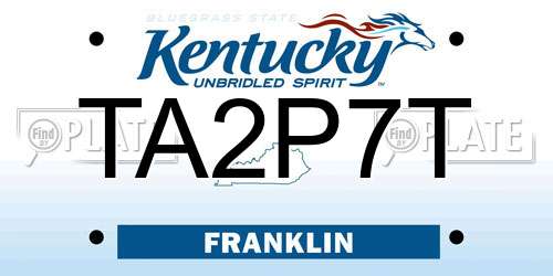 TA2P7T Kentucky License Plate