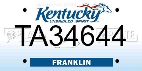 TA34644 Kentucky License Plate
