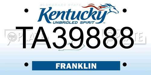 TA39888 Kentucky License Plate