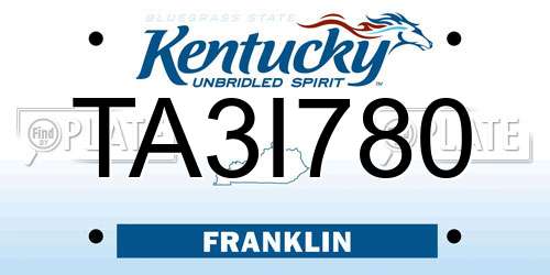TA3I780 Kentucky License Plate