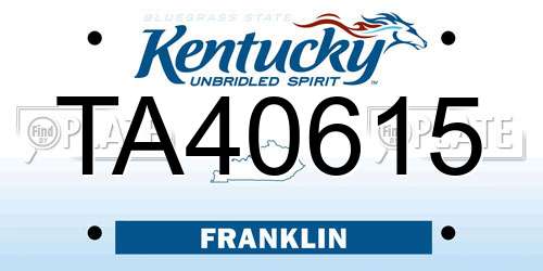 TA40615 Kentucky License Plate