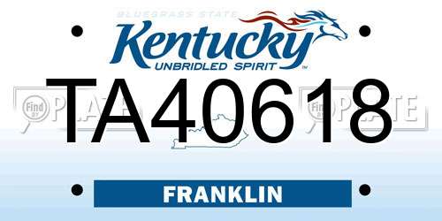 TA40618 Kentucky License Plate