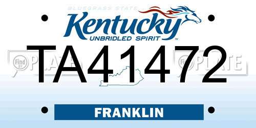 TA41472 Kentucky License Plate