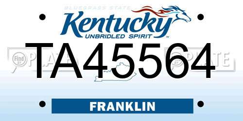 TA45564 Kentucky License Plate