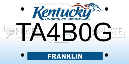 TA4B0G Kentucky License Plate