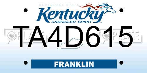 TA4D615 Kentucky License Plate
