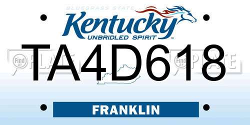 TA4D618 Kentucky License Plate