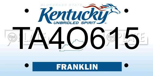 TA4O615 Kentucky License Plate
