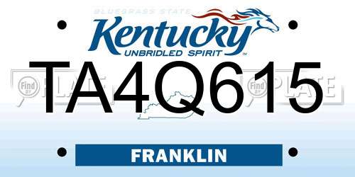 TA4Q615 Kentucky License Plate