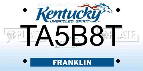 TA5B8T Kentucky License Plate
