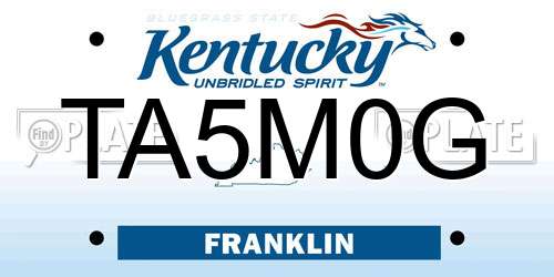 TA5M0G Kentucky License Plate
